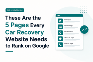 Car recovery website pages SEO structure showing essential pages needed to rank on Google